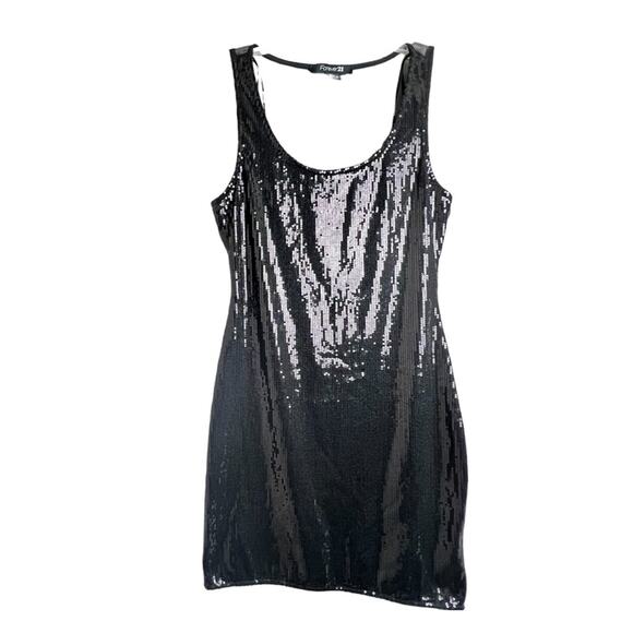 Forever 21 Dresses & Skirts - Forever 21 Women's Sequin Style Black Mesh Back Holiday Style Dress Sz M